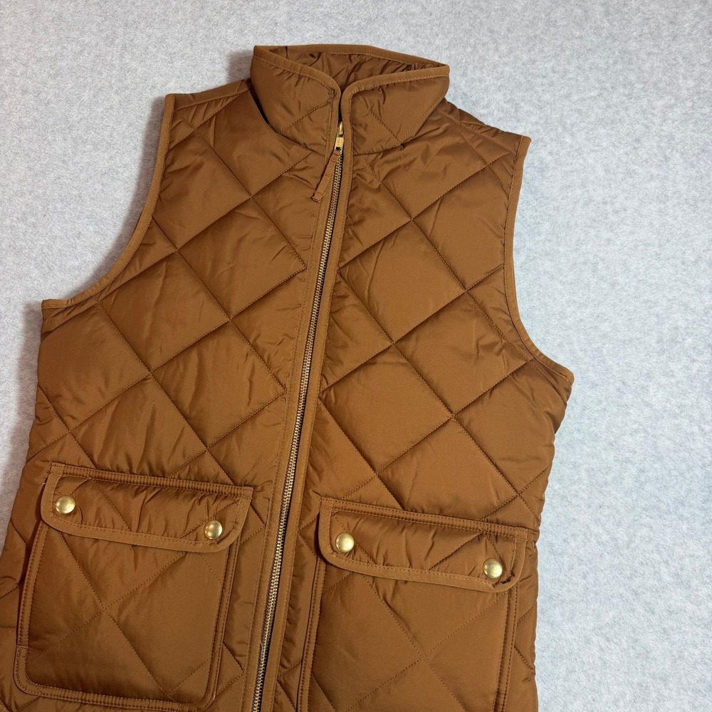 J.Crew Excursion Quilted Vest Women XXS Brown Pink Gold Hardware Puffer NWOT